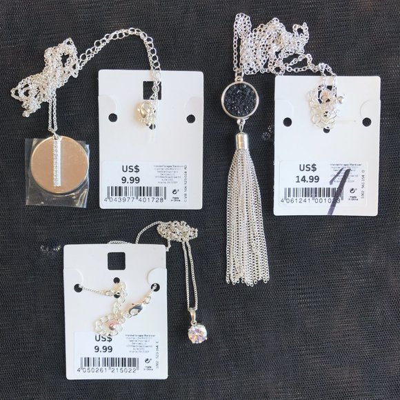 5 Pc NIP NWT New Necklace Bracelet Lot Silver Gold Tone SAQ Rhinestone Tassel - Picture 7 of 9